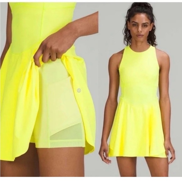 lululemon athletica Dresses & Skirts - lululemon athletica Court Crush Neon Yellow Racerback Tennis Dress